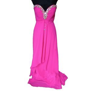 Gigi Women's 4 Pink Sleeveless Sweetheart Neckline With Sparkly Gems Maxi Gown